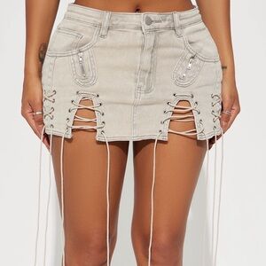 Stylish Lace-Up Gray Mini Skirt